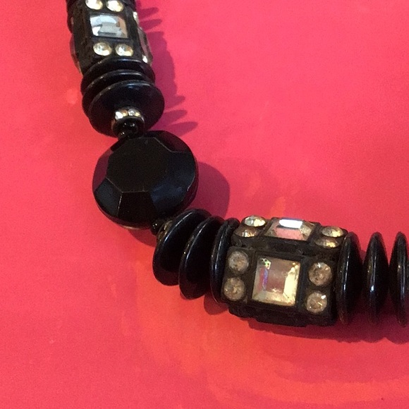 Miriam Haskell Black Onyx necklace 7 1/2” drop VINTAGE Art Deco - Picture 4 of 5